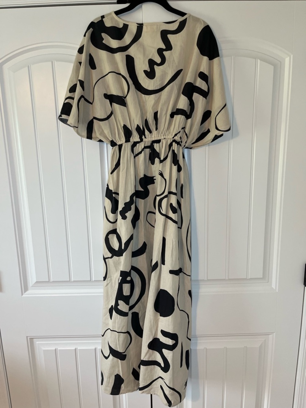 WORLD MARKET Mira Black And White Abstract Shapes Kaftan Dress S/M Boho Cotton - Picture 7 of 9